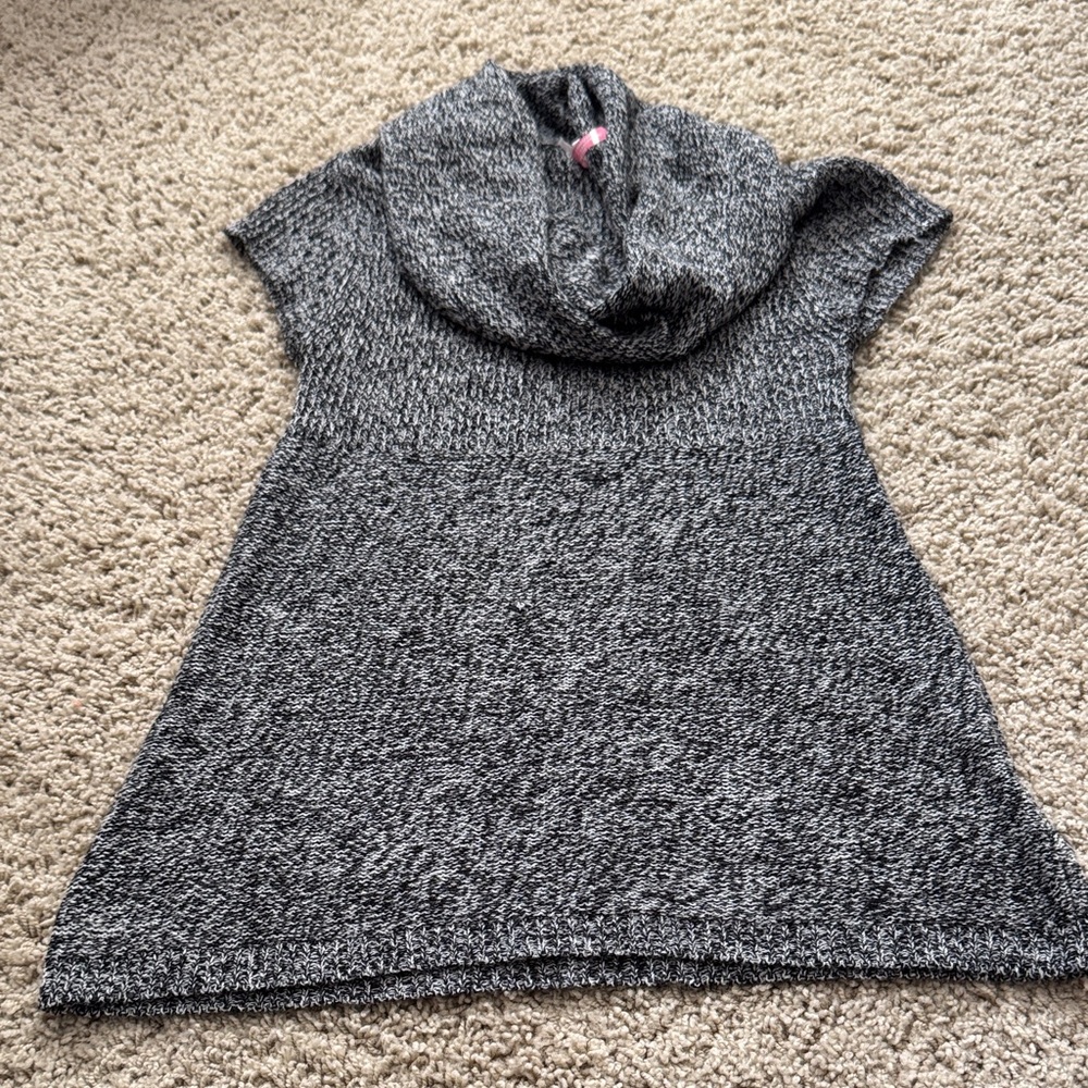 Black and Gray Cowl Neck Sweater Tunic